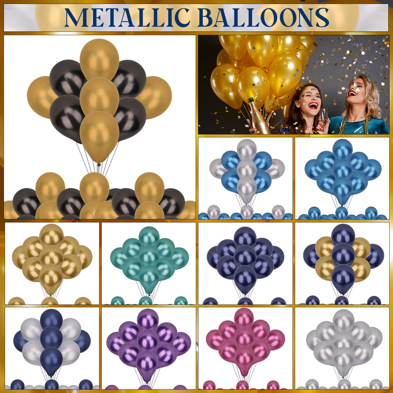 10 Inch Metallic Balloons, Decorative Latex Chrome Balloons Party Balloons Shiny Helium Birthday Balloons for Wedding, Engagement, Baby Shower, Christmas Decoration