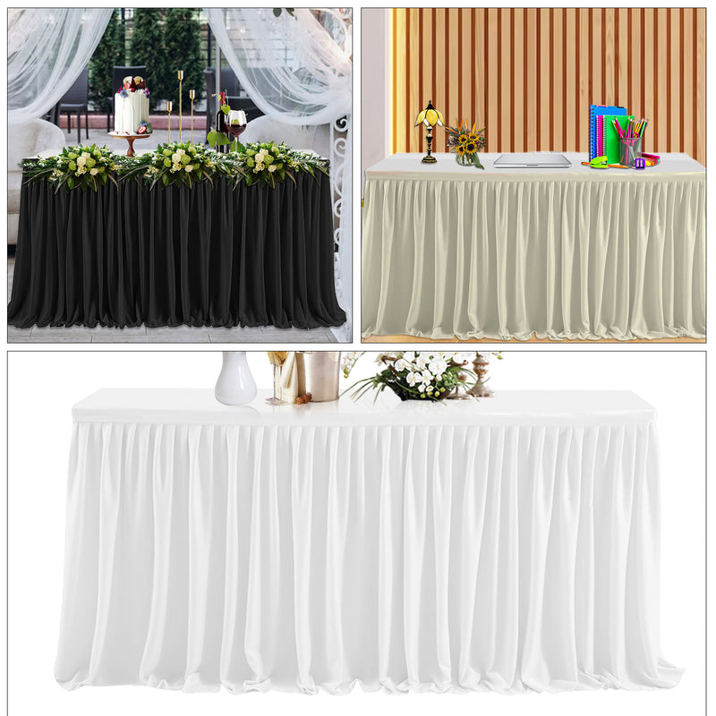 Table Skirt, Rectangle Polyester Table Skirts for Table Decoration for Party, Wedding, Birthday, Banquet, Events