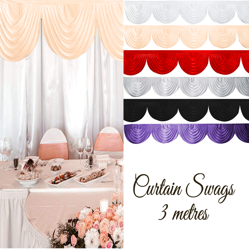 Curtain Swag Ice Silk Detachable Swag For Curtains 3 Metres Backdrop Swag for Curtain, Table Skirt, Window Party Backdrop