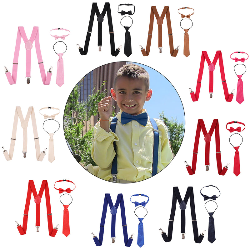 Kids Braces, Bow Tie & Necktie Set, 12-16 Years Y Shape Suspender