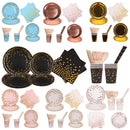 Disposable Paper Party Tableware Dinnerware Set - Plates, Cups, Napkins, Dinner Cutlery
