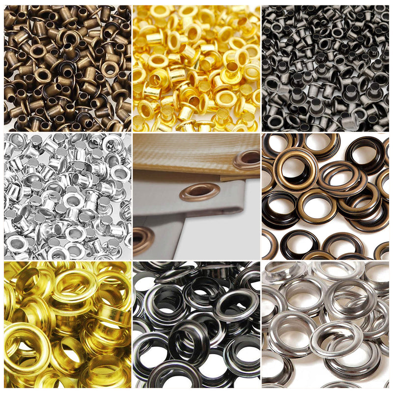 Pack of 100 Eyelets with Washers, Durable Iron Grommets for Leathercrafts, Ribbons, Lacing, Arts & Craft Projects, Clothing, Scrapbooking