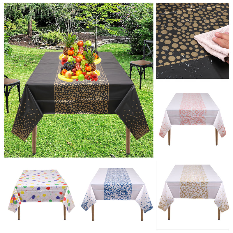 Polka Dot Tablecloth Disposable Plastic Table Cover Waterproof Wipe Clean 54" x 108" Rectangle Table Cloths for Baby Shower Wedding Birthday Christmas Party Home Table Decorations