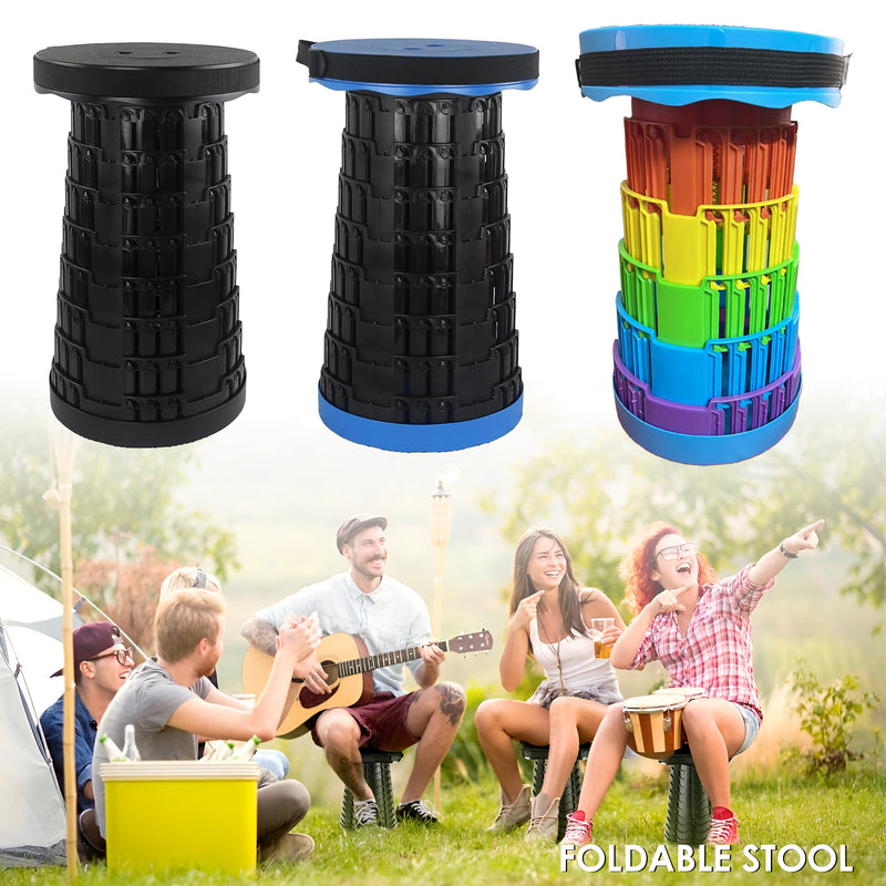 Portable Telescopic Stool, Collapsible Plastic Stool for Outdoor Camping, BBQ, Fishing, Hiking, Gardening, Indoor Use, Maximum Load 400lbs