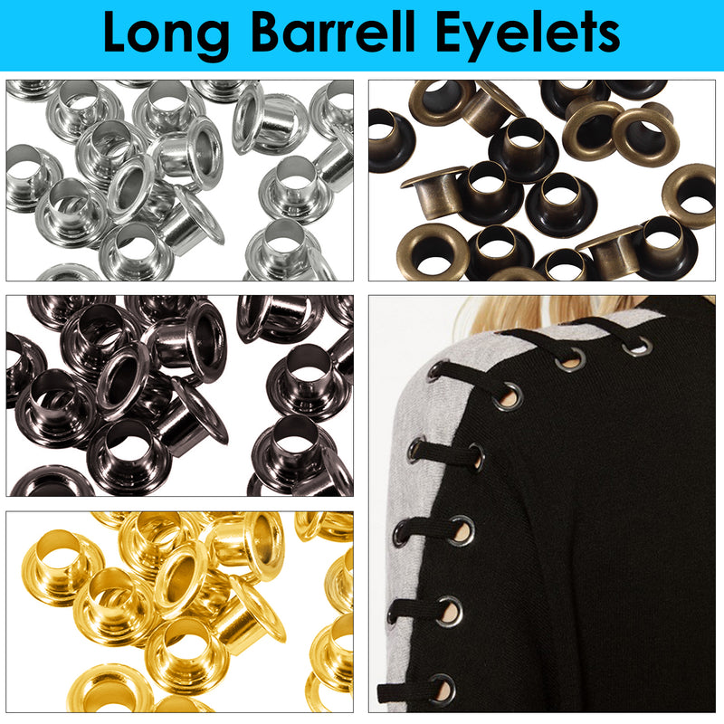 100pcs Long Barrell Eyelets with Washers Durable Grommets for Leather Crafts, DIY Arts & Craft Projects, Sewing - Ideal for Bags, Clothing & Scrapbooking