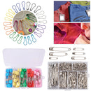 100pcs Assorted Colour Safety Pins Box, Plastic Head Diaper Metal Pins for Baby Nappy, Fastening Securing Clothing, Crafting