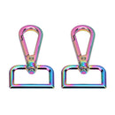 25mm Rainbow Lobster Swivel Clasp Hook with D Shaped Ring at End - Pack of 2