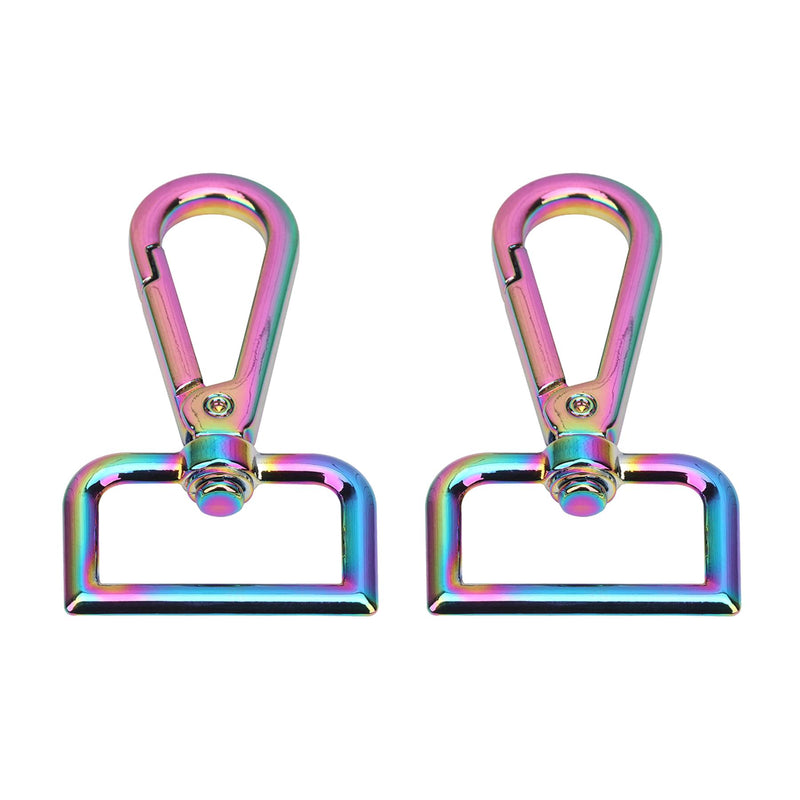 25mm Rainbow Lobster Swivel Clasp Hook with D Shaped Ring at End - Pack of 2