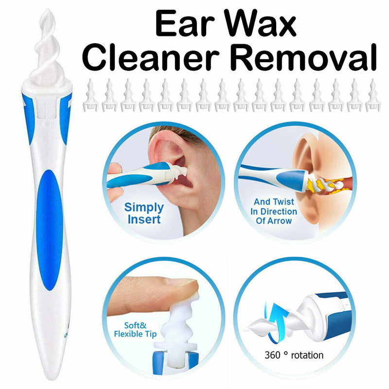 Silicone Soft & Flexible Ear Wax Remover with 16pcs Washable Tips