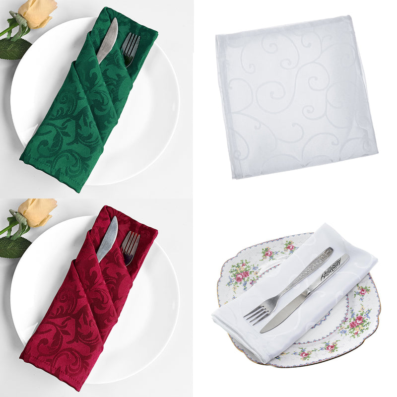 Damask Scrolled Leaves Pattern Polyester Napkin