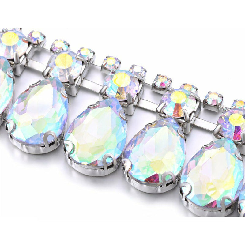 42" Waist Chain Belt Rhinestone Diamante for Women Fashion Accessory - Silver, AB