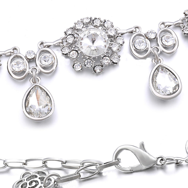 47" Silver, AB Waist Chain Belt with Rhinestone Diamante for Women Fashion Accessory