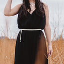 44" Gold Waist Chain Belt with 1 Row Rhinestone Diamond for Women Fashion Accessory 