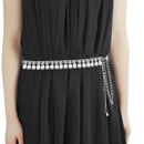 42" Waist Chain Belt Rhinestone Diamante for Women Fashion Accessory - Silver, AB