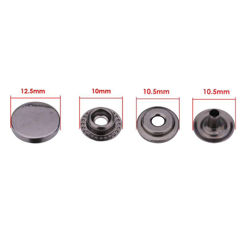 Trimming Shop 15mm S Spring Press Studs Snap Fasteners Plastic Cap with  Gunmetal Black Metal Back Snap Buttons - Black, 10pcs