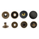PRYM Small 4GB S Spring Press Studs, Brass Snap Fastener Matt Black Plastic Cap No-Sew buttons