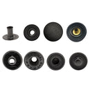 PRYM Small 4GB S Spring Press Studs, Brass Snap Fastener Matt Black Plastic Cap No-Sew buttons