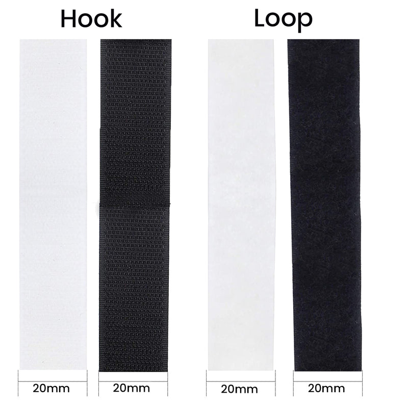 YKK Sew-On Hook & Loop Fastener Tape, Non-Adesive Interlocking Tape White Black Strip