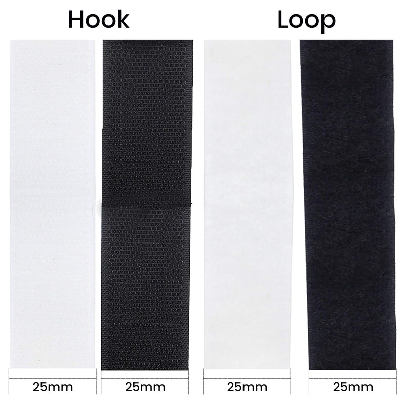 YKK Sew-On Hook & Loop Fastener Tape, Non-Adesive Interlocking Tape White Black Strip