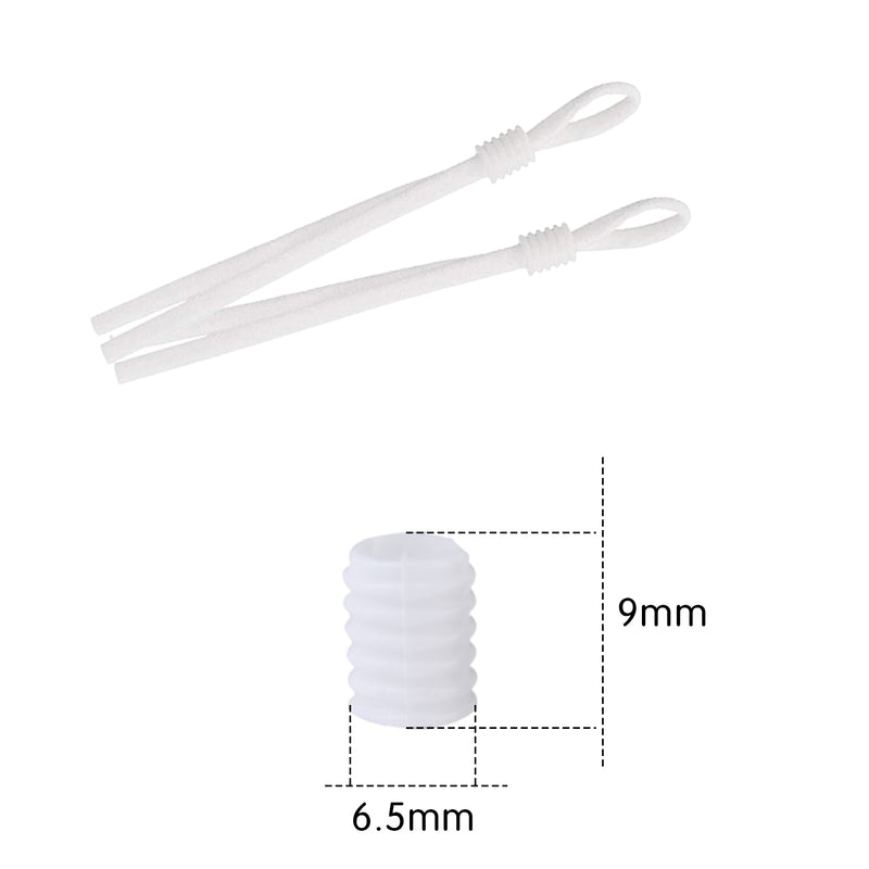 Silicone Cord Locks Toggles Black & White With 5mm Wide Elastic Ear Loop Adjuster Buckles