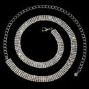 42" Long 4 Row Sliver, AB Diamante Rhinestone Studded Waist Chain Belts for Women Dresses, Women Fashion Accessory