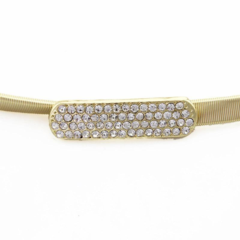 Skinny Diamante Thin Stretchable Spring Waist Belt, Women Fashion Accessory - Gold, Silver, Rose Gold,