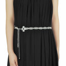 45" Diamante Rhinestone Waist Chain Belts for Women Fashion Grooming- Cross Design
