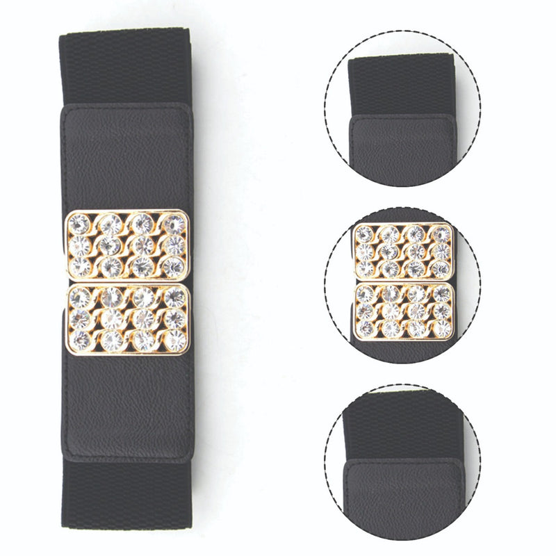 11mm Diamante Elasticated  Stretchable Clip-ons Waist Belt, Women Fashion Accessory