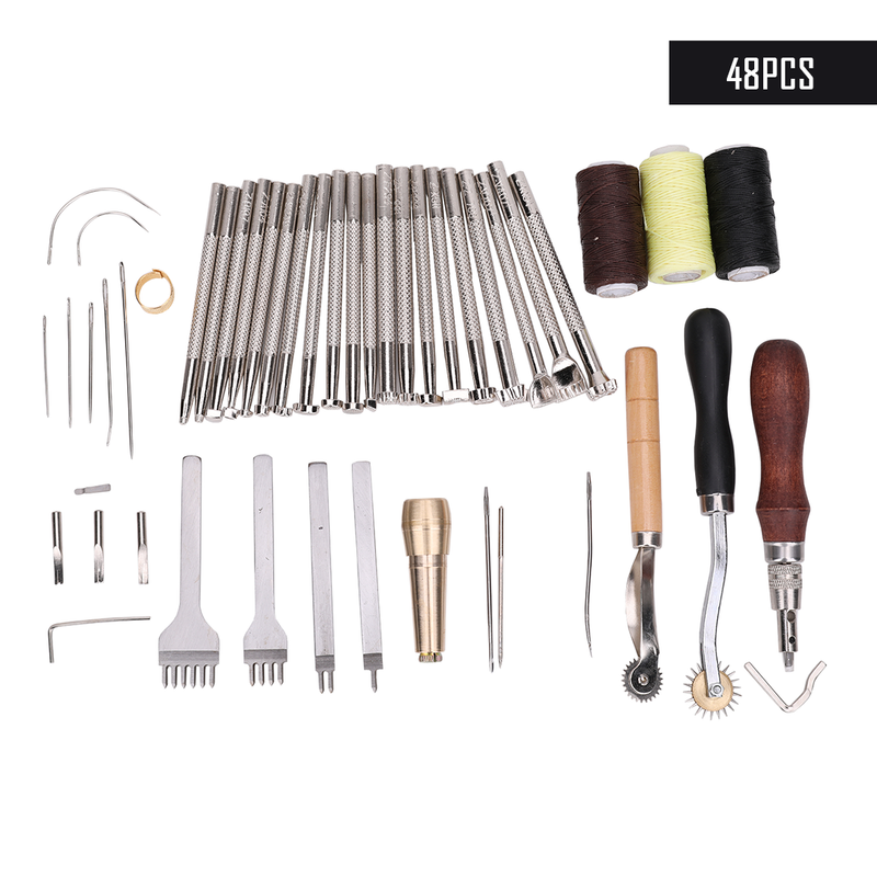 Leather Craft Hand Punch Tool Set 27pcs/48pcs DIY Stitching Tool Kit For Sewing & Crafting
