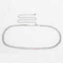 42" Long 3 Row Diamante Rhinestone Waist Chain Belts for Women Fashion Accessory - Silver, Gold