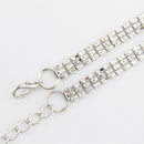42" Long 3 Row Diamante Rhinestone Waist Chain Belts for Women Fashion Accessory - Silver, Gold