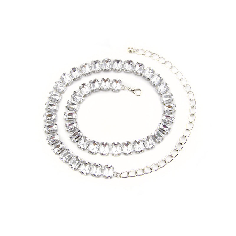 42" Diamante Rhinestone Waist Chain Belts for Women Fashion Accessory - Silver, Gold