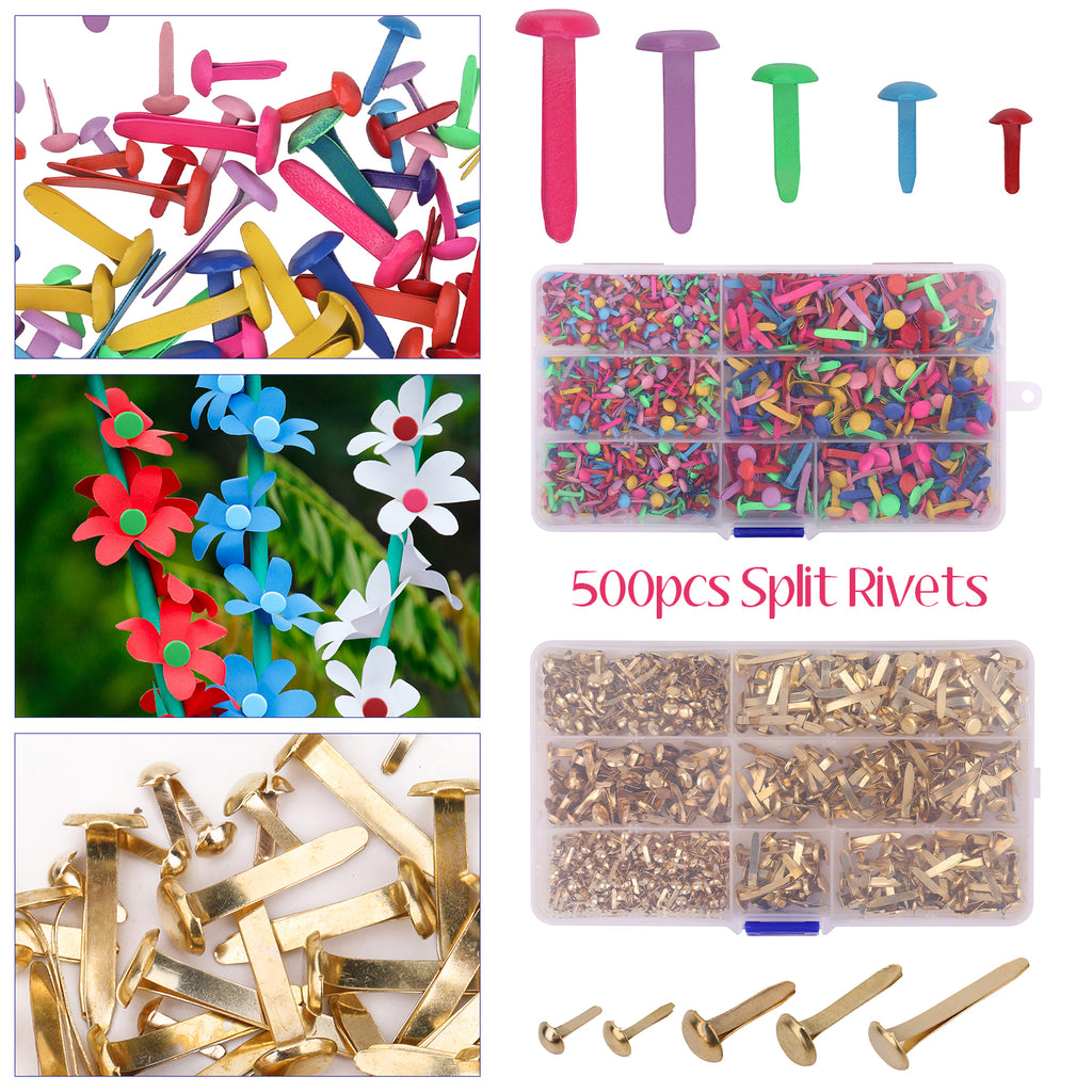 Filing Paper Split Pin 500pcs Metal Split Paper Fastener Pins, Round Head Split Pins - Assort