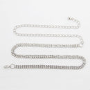 42" Long 3 Row Diamante Rhinestone Waist Chain Belts for Women Fashion Accessory - Silver, Gold