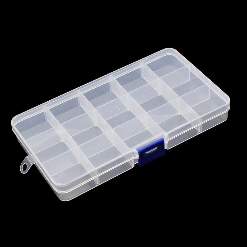 Clear Plastic 15-Slot Compartment Craft Storage Jewellery Organiser Box Container For Storing Beads, Toys, Accessories