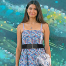 Women's 50mm Wide Waist Belt Ladies Stretch Waistband Clipon Clasp Silver Buckle for Girls Western Outfits, Gowns, Casual or Formal Dresses