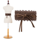 Womens Waist Belt Hollow Lace Obi Belt Bow Tie Wrap Around PU Leather Wedding Dresses