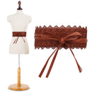 Womens Waist Belt Hollow Lace Obi Belt Bow Tie Wrap Around PU Leather Wedding Dresses