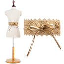 Womens Waist Belt Hollow Lace Obi Belt Bow Tie Wrap Around PU Leather Wedding Dresses