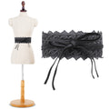 Womens Waist Belt Hollow Lace Obi Belt Bow Tie Wrap Around PU Leather Wedding Dresses