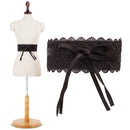 Womens Waist Belt Hollow Lace Obi Belt Bow Tie Wrap Around PU Leather Wedding Dresses