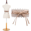 Womens Waist Belt Hollow Lace Obi Belt Bow Tie Wrap Around PU Leather Wedding Dresses