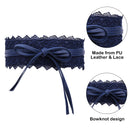 Womens Waist Belt Hollow Lace Obi Belt Bow Tie Wrap Around PU Leather Wedding Dresses