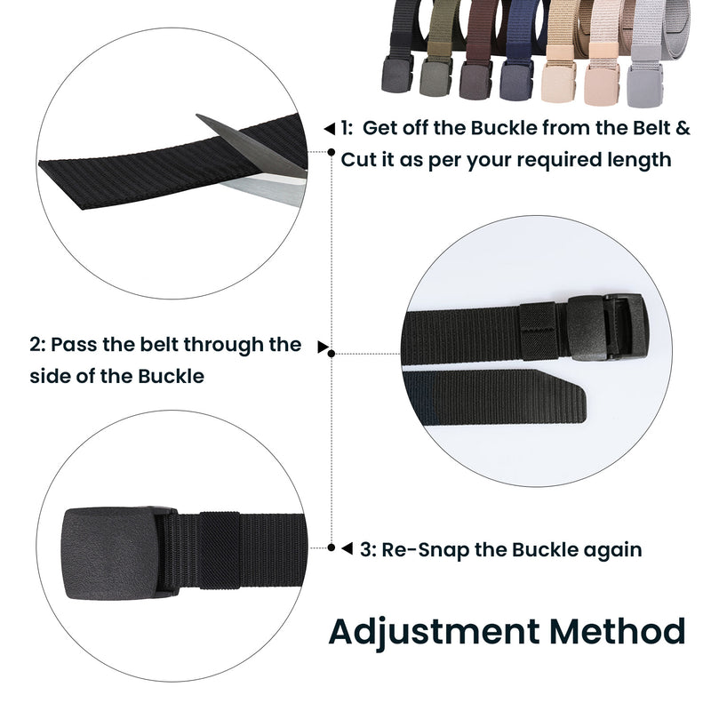 Men Canvas Belt with Flip Plastic Buckle, Nylon Webbing Military-