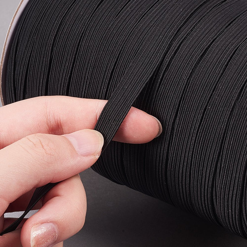6mm Black, White Flat Wide Elastic Cord, Strong & Stretchy Elastic, Smooth Finish for Knitting, Sewing Clothing