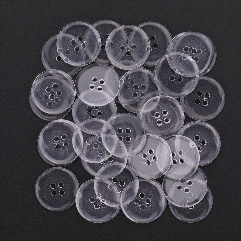 Clear Round Buttons 2/4 Holes Plastic Buttons For Sewing Crafts, Clothing, Knitting