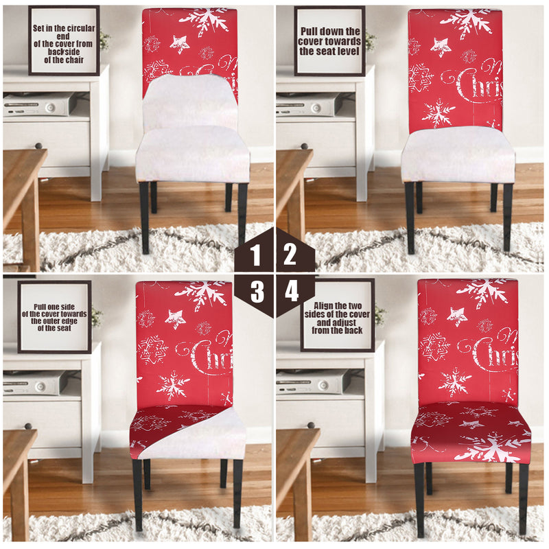 Christmas Spandex Chair Cover Stretch Washable Chair Slipcover Christmas Party Seat Cover