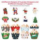 Christmas Cupcake Wrappers & Toppers Set - 48pcs