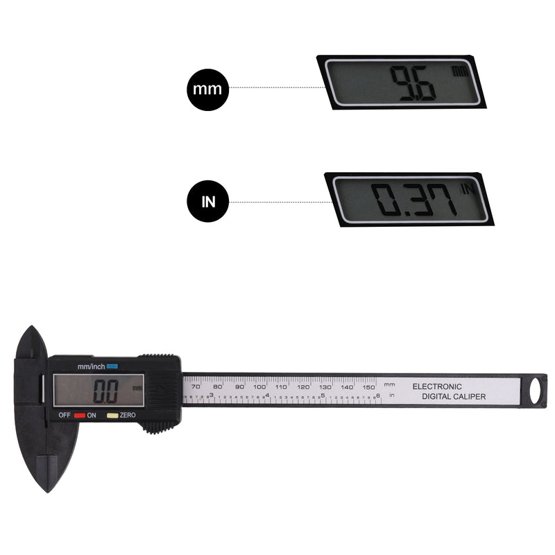 6" Digital Vernier Caliper LCD Display Electronic Ruler Carbon Fiber Micrometer Measuring Tool