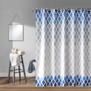 Shower Curtain With Hooks, Waterproof Polyester Fabric, Washable Bath Curtain UK